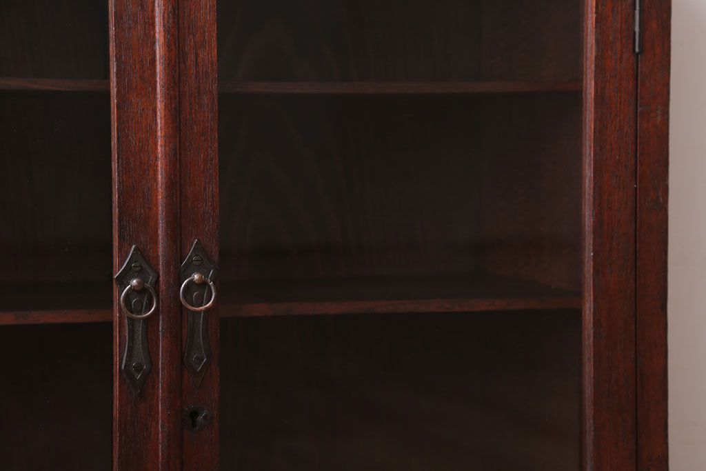 アンティーク家具　大正ロマン　古い木製のアンティークブックケース(本箱)