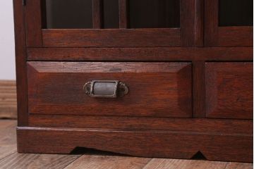 アンティーク家具　大正ロマン　古い木製のアンティークブックケース(本箱)