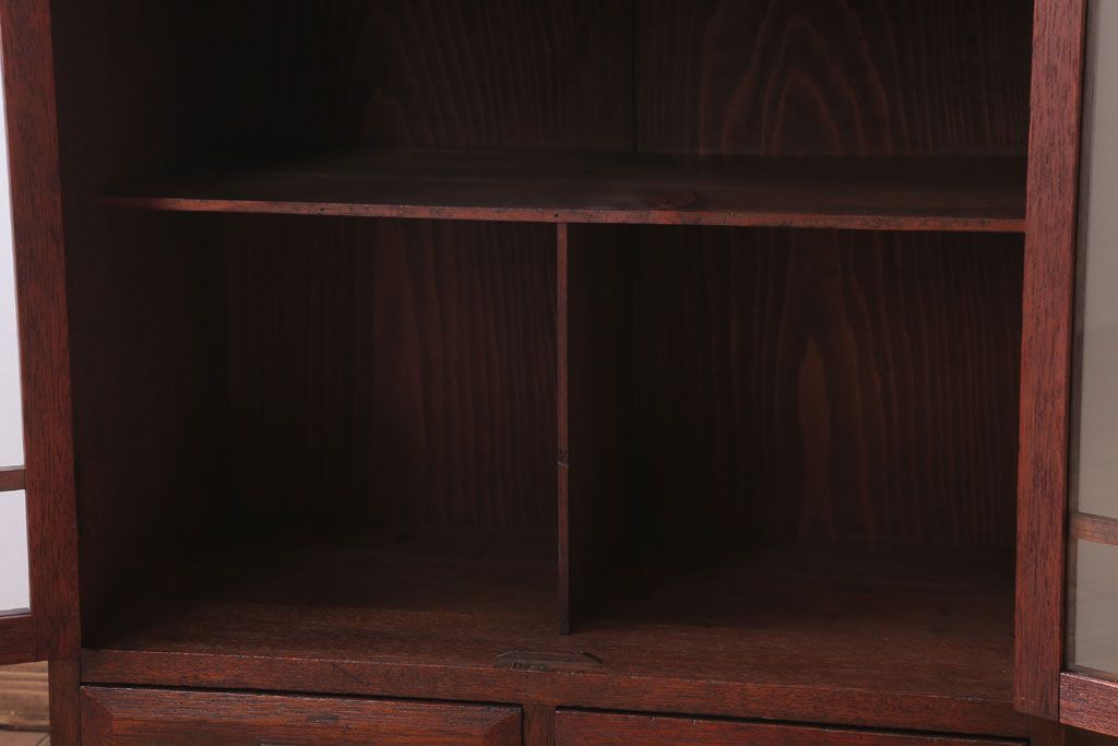 アンティーク家具　大正ロマン　古い木製のアンティークブックケース(本箱)