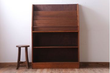 レトロ家具　昭和レトロ　木製!古い本屋さんのマガジンラック付き本棚
