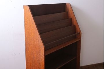 レトロ家具　昭和レトロ　木製!古い本屋さんのマガジンラック付き本棚
