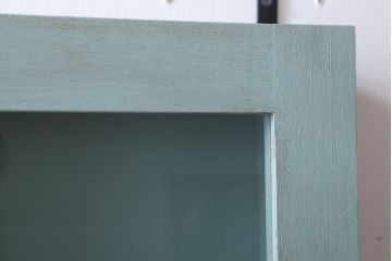 アンティーク家具　アンティークペイント　古い木のシンプルな壁掛け戸棚(2)