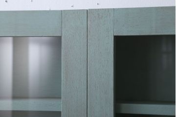 アンティーク家具　アンティークペイント　古い木のシンプルな壁掛け戸棚(2)