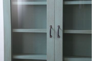 アンティーク家具　アンティークペイント　古い木のシンプルな壁掛け戸棚(2)