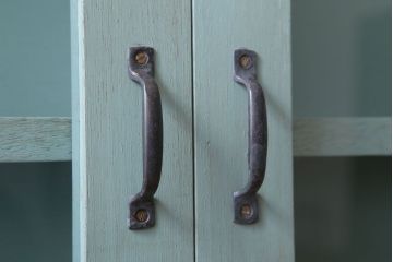 アンティーク家具　アンティークペイント　古い木のシンプルな壁掛け戸棚(2)