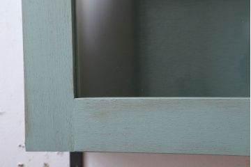 アンティーク家具　アンティークペイント　古い木のシンプルな壁掛け戸棚(2)