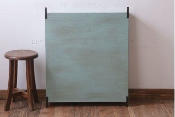 アンティーク家具　アンティークペイント　古い木のシンプルな壁掛け戸棚(2)