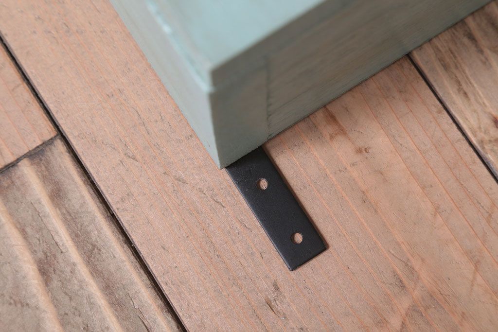 アンティーク家具　アンティークペイント　古い木のシンプルな壁掛け戸棚(2)