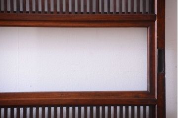 古民具・骨董　腰板玉杢材!欅枠の裏障子付き格子戸(2)
