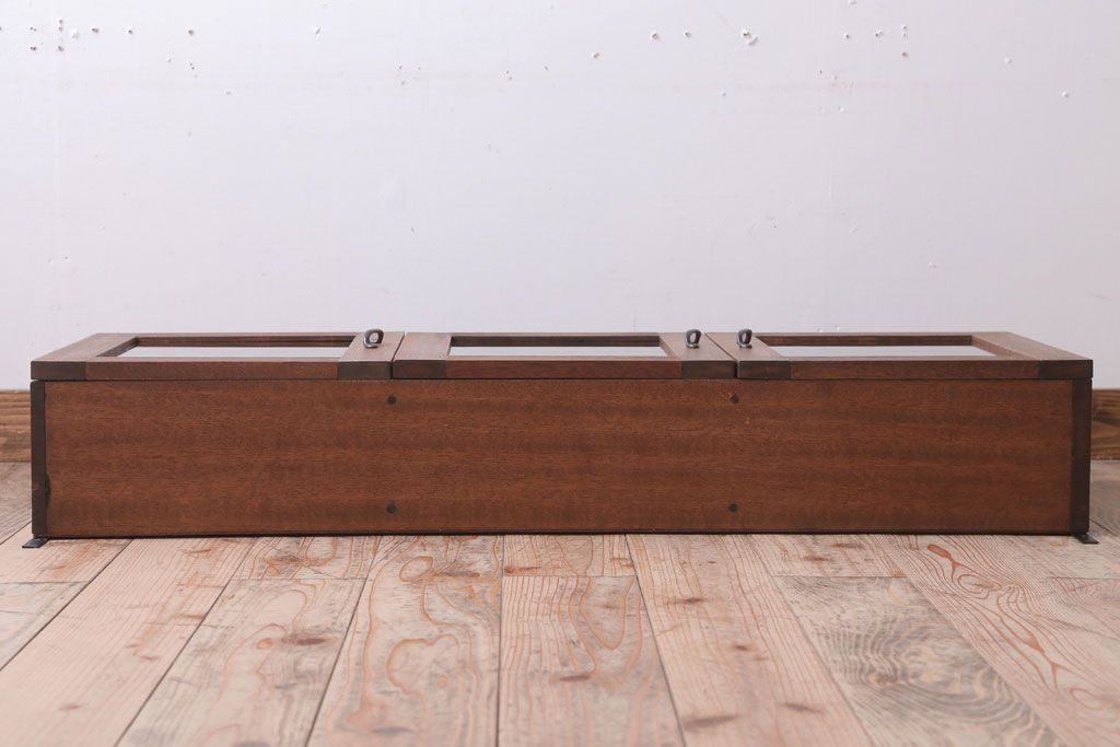 アンティーク家具　アンティーク　3つ扉の壁掛け横型キャビネット(収納棚)(1)