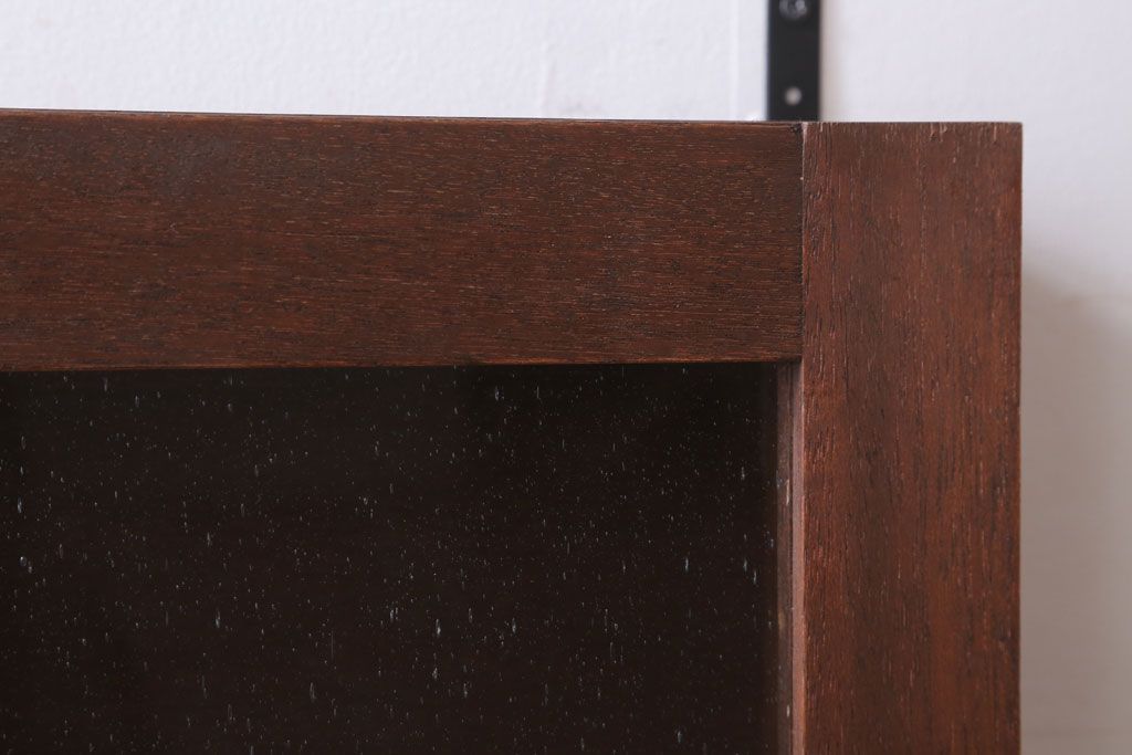 アンティーク家具　アンティーク　気泡ガラス入り!3つ扉の壁掛け横型キャビネット(収納棚)(1)