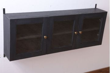 アンティーク家具　アンティークペイント　お洒落な横型壁掛け戸棚(2)