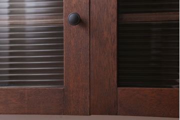 アンティーク家具　アンティーク　モールガラス入り!3つ扉の壁掛け横型キャビネット(収納棚)(3)