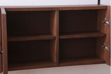 アンティーク家具　アンティーク　モールガラス入り!3つ扉の壁掛け横型キャビネット(収納棚)(3)