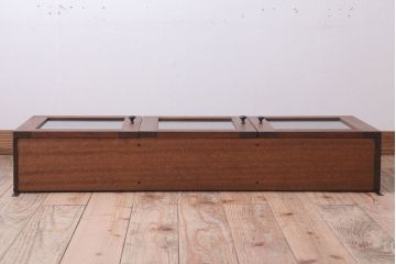 アンティーク家具　アンティーク　モールガラス入り!3つ扉の壁掛け横型キャビネット(収納棚)(3)