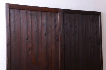 古民具・骨董　古い木の味わい深いアンティーク板戸2枚セット(2)