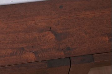 アンティーク家具　アンティーク　気泡ガラス入り!3つ扉の壁掛け横型キャビネット(収納棚)(3)