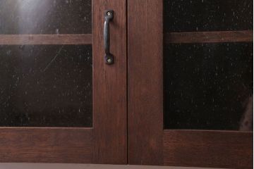 アンティーク家具　アンティーク　気泡ガラス入り!3つ扉の壁掛け横型キャビネット(収納棚)(3)