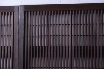 古民具・骨董　裏障子付き!ガラス帯格子戸4枚セット