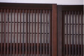 古民具・骨董　裏障子付き!ガラス帯格子戸4枚セット