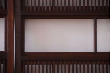 古民具・骨董　裏障子付き!ガラス帯格子戸4枚セット