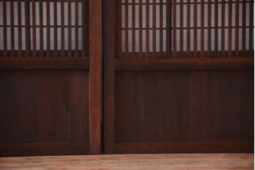 古民具・骨董　裏障子付き!ガラス帯格子戸4枚セット