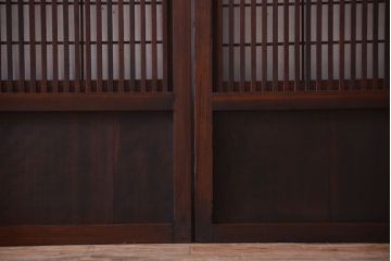 古民具・骨董　裏障子付き!ガラス帯格子戸4枚セット