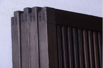 古民具・骨董　裏障子付き!ガラス帯格子戸4枚セット
