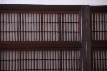 古民具・骨董　裏障子付き!ガラス帯格子戸4枚セット