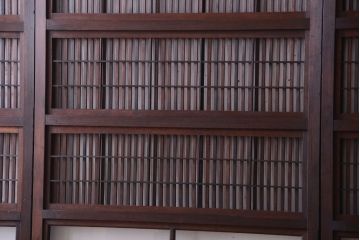 古民具・骨董　裏障子付き!ガラス帯格子戸4枚セット