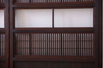 古民具・骨董　裏障子付き!ガラス帯格子戸4枚セット