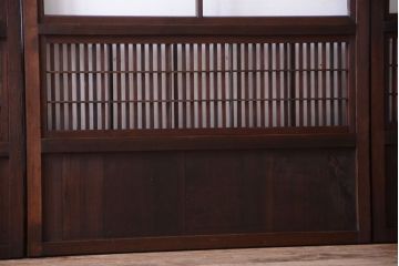 古民具・骨董　裏障子付き!ガラス帯格子戸4枚セット