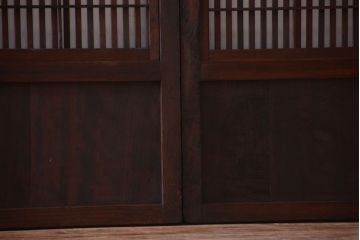 古民具・骨董　裏障子付き!ガラス帯格子戸4枚セット