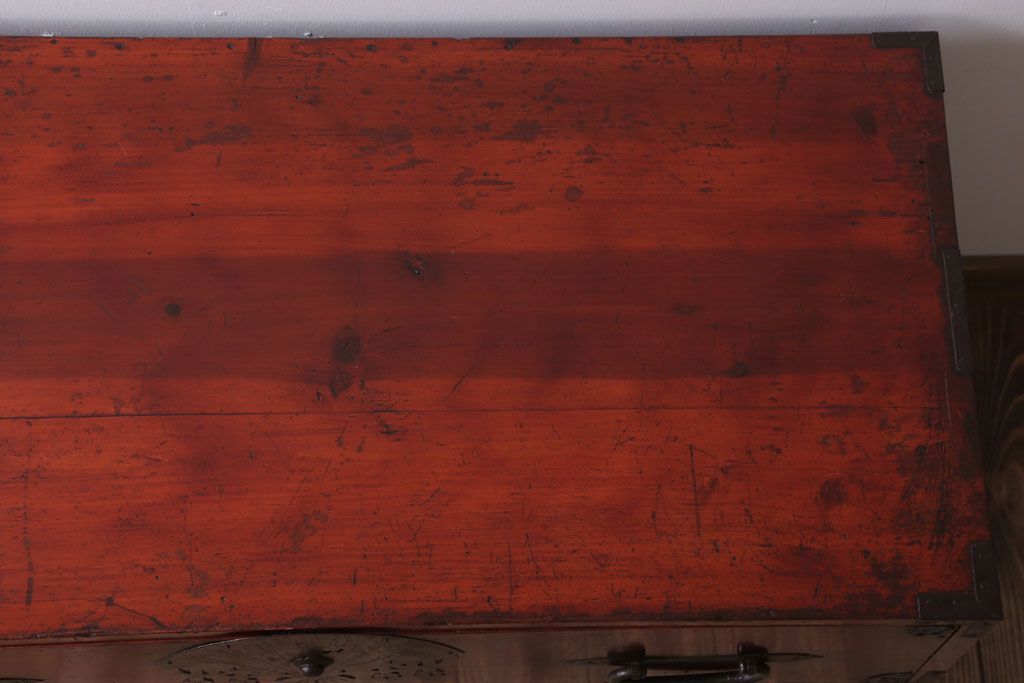 アンティーク家具　古民具・骨董　明治〜大正　扇金具が美しい二段重ね衣装箪笥