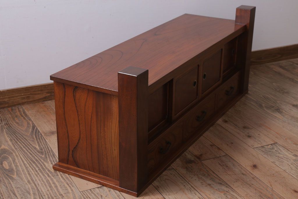 中古　3杯引き出し付き!欅材の高級置き床(置床)