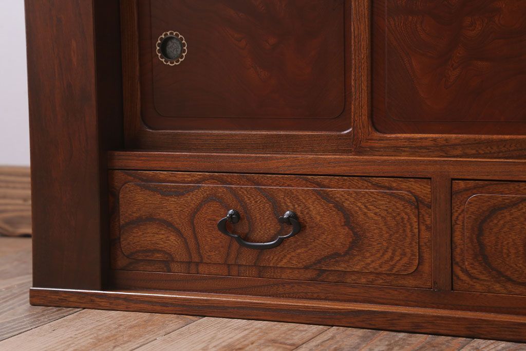 中古　3杯引き出し付き!欅材の高級置き床(置床)