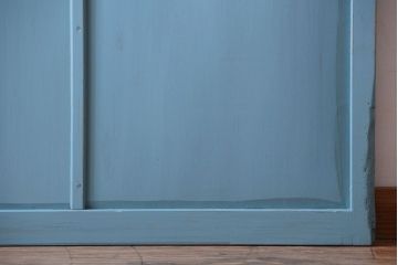 アンティーク　大きなガラス面のペイント引き戸