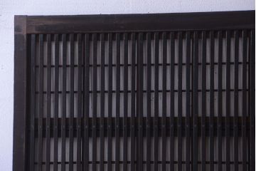 古民具・骨董　裏障子付き!モールガラス帯のアンティーク格子戸2枚セット