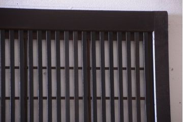 古民具・骨董　裏障子付き!モールガラス帯のアンティーク格子戸2枚セット