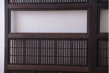 古民具・骨董　裏障子付き!モールガラス帯のアンティーク格子戸2枚セット