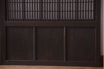 古民具・骨董　裏障子付き!モールガラス帯のアンティーク格子戸2枚セット