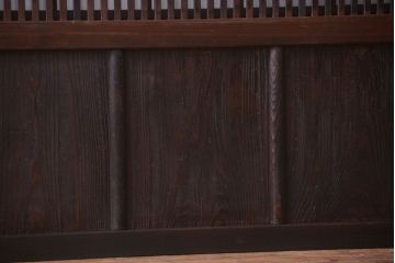 古民具・骨董　裏障子付き!モールガラス帯のアンティーク格子戸2枚セット