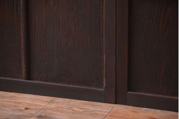 古民具・骨董　裏障子付き!モールガラス帯のアンティーク格子戸2枚セット