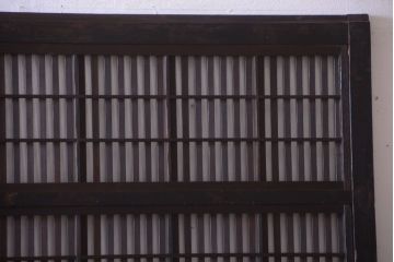 古民具・骨董　裏障子付き!モールガラス帯のアンティーク格子戸2枚セット