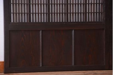 古民具・骨董　裏障子付き!モールガラス帯のアンティーク格子戸2枚セット