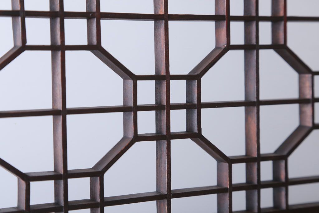 アンティーク雑貨　古民具・骨董　総欅材!特大木製衝立(パーテーション)