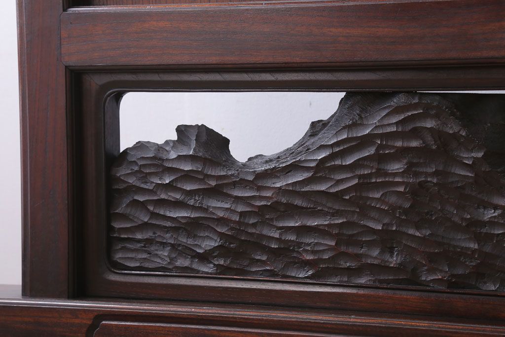 アンティーク雑貨　古民具・骨董　総欅材!特大木製衝立(パーテーション)