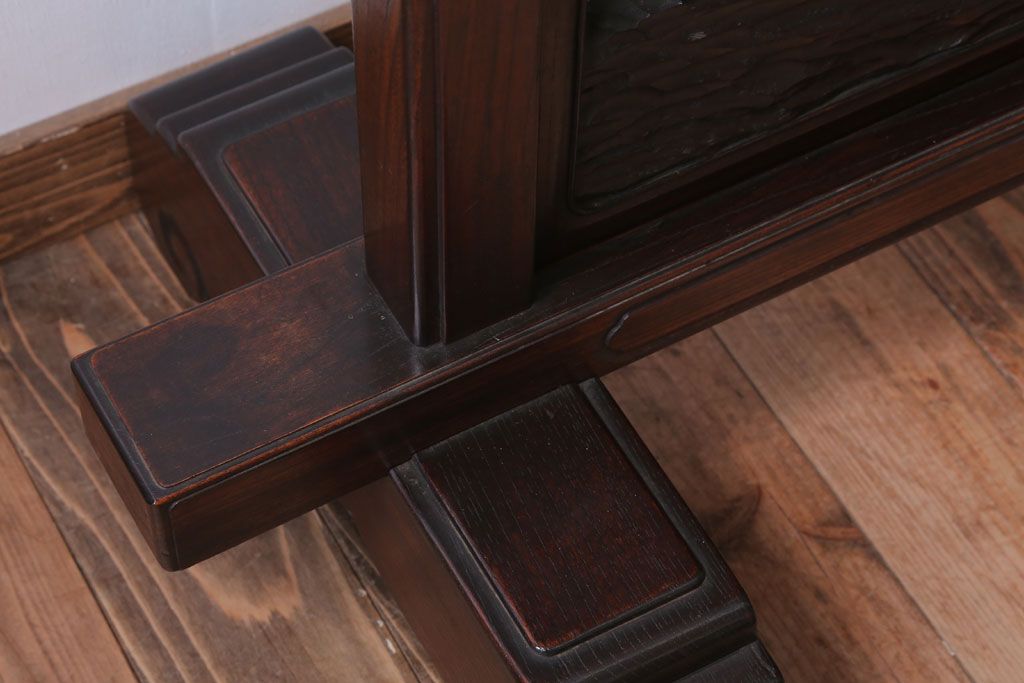 アンティーク雑貨　古民具・骨董　総欅材!特大木製衝立(パーテーション)