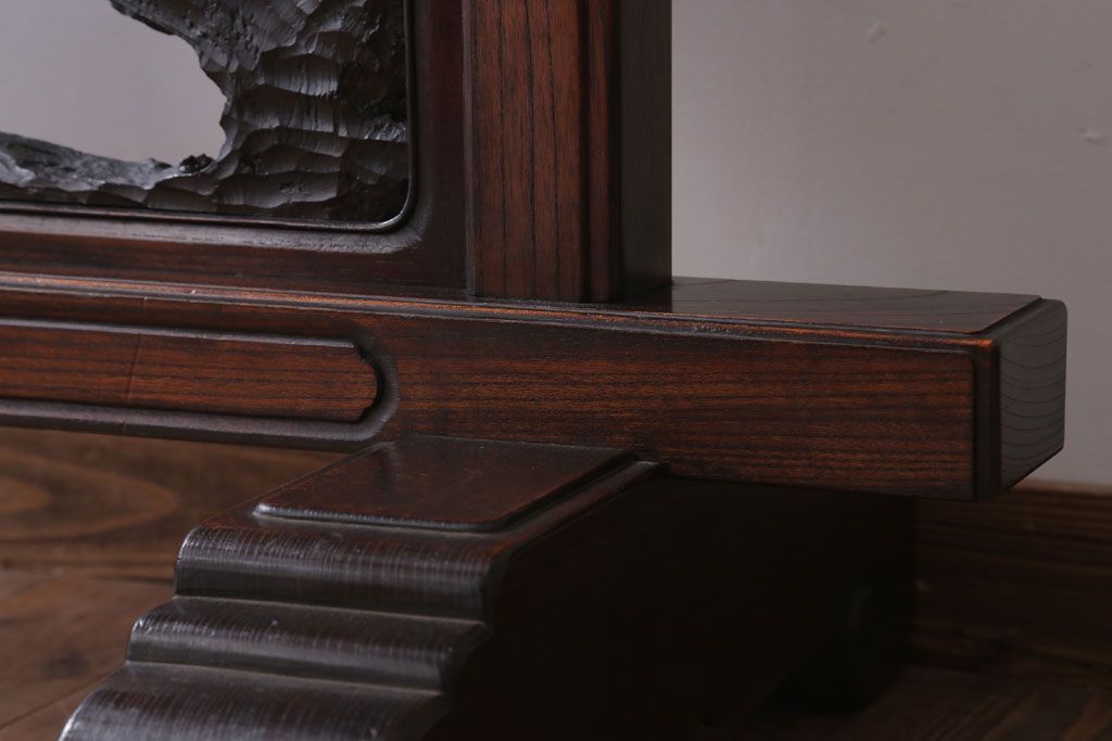 アンティーク雑貨　古民具・骨董　総欅材!特大木製衝立(パーテーション)