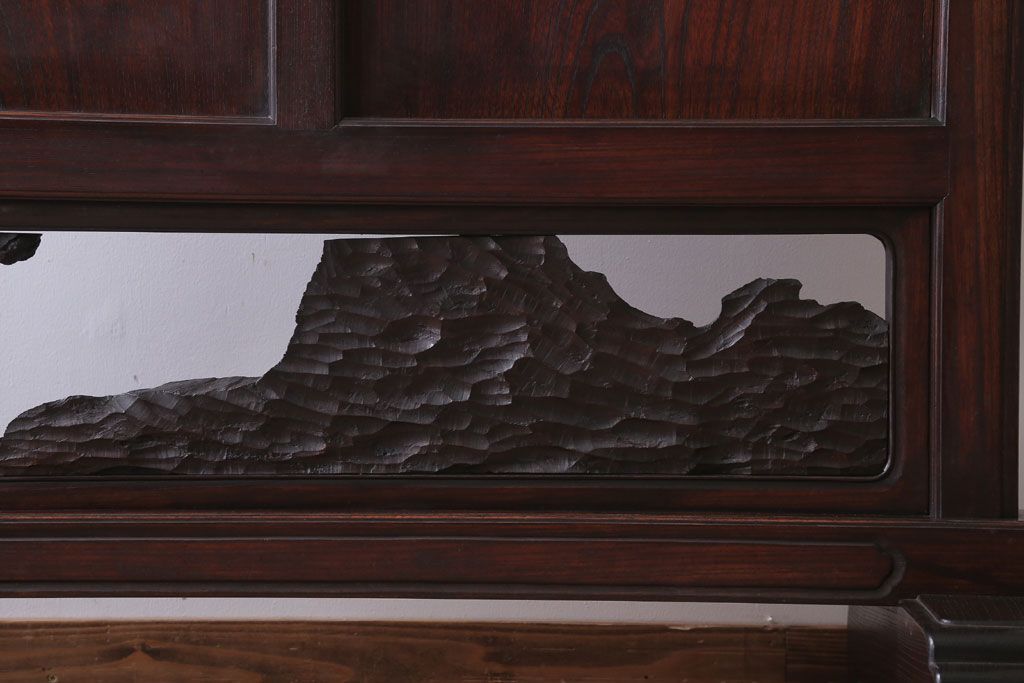 アンティーク雑貨　古民具・骨董　総欅材!特大木製衝立(パーテーション)